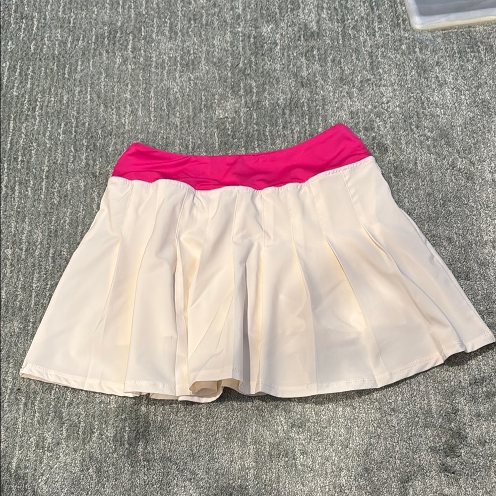 Beach Riot Pink and Cream Pleated Mini Skirt